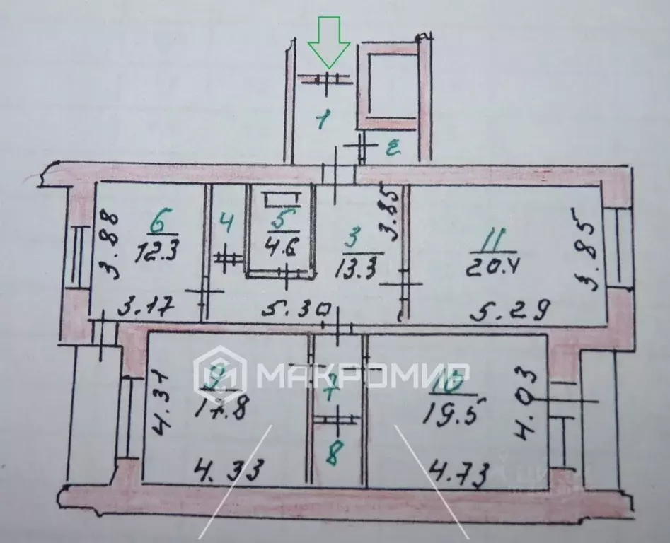 3-к кв. Орловская область, Орел ул. Новикова, 13 (102.2 м) - Фото 1