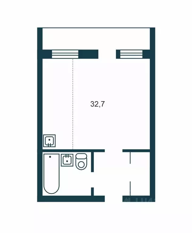 Студия Новосибирская область, Новосибирск Зыряновская ул., 61 (32.7 м) - Фото 2