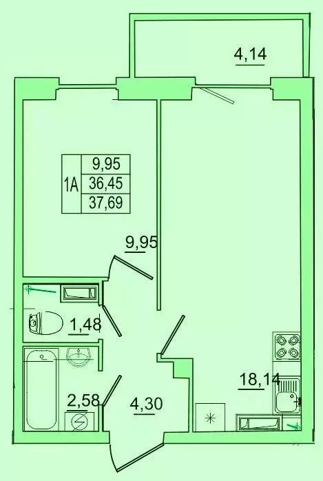 1-к кв. Псковская область, Псков ул. Ижорского Батальона, 17 (37.7 м) - Фото 0