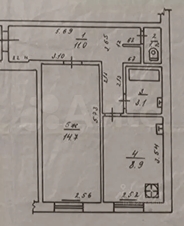 1-к кв. Калининградская область, Гусев просп. Ленина, 48 (38.9 м) - Фото 2