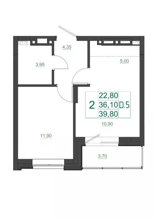 2-к кв. Красноярский край, Красноярск Мясокомбинат мкр, 1 (40.45 м) - Фото 1
