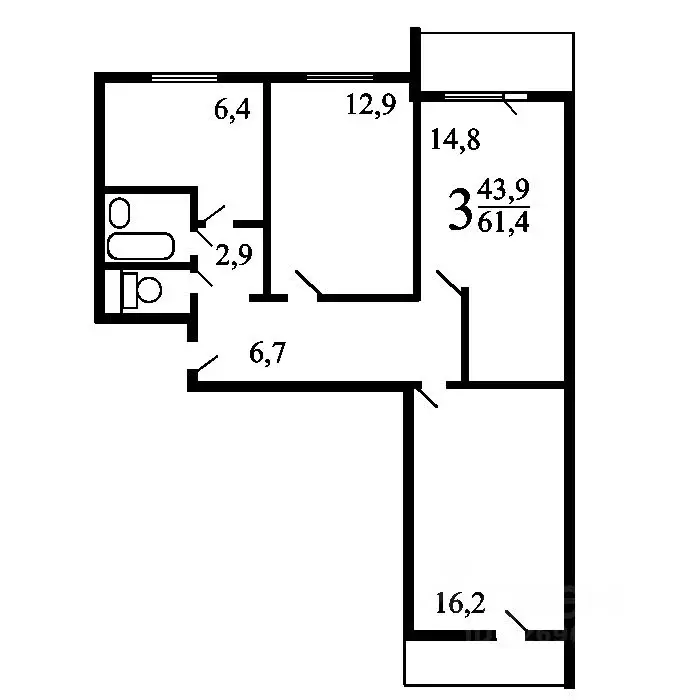 3-к кв. Москва Алтуфьевское ш., 18В (63.0 м) - Фото 2