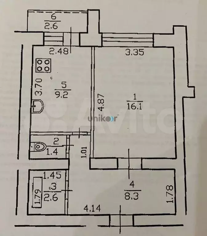 1-к. квартира, 40,2 м, 2/9 эт. - Фото 0