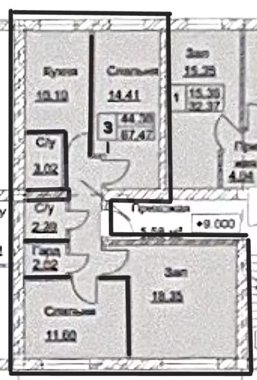 1-к. квартира, 41,2 м, 1/4 эт. - Фото 0