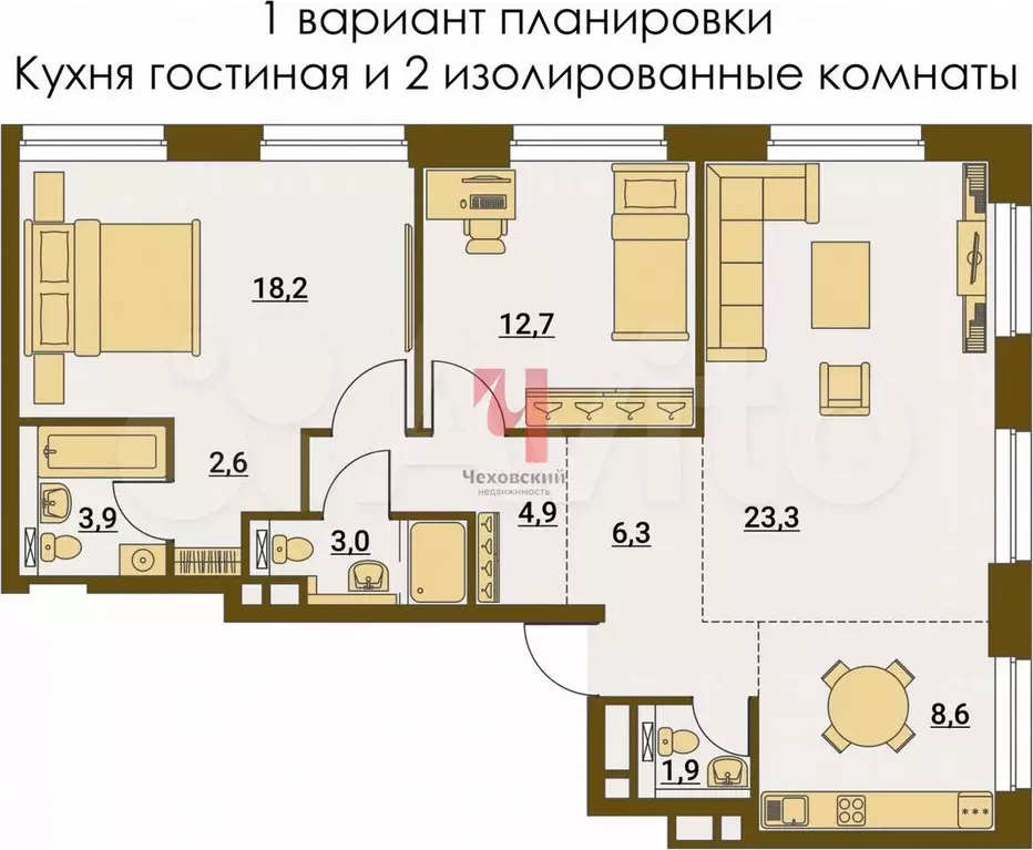 3-к. квартира, 87 м, 11/12 эт. - Фото 1