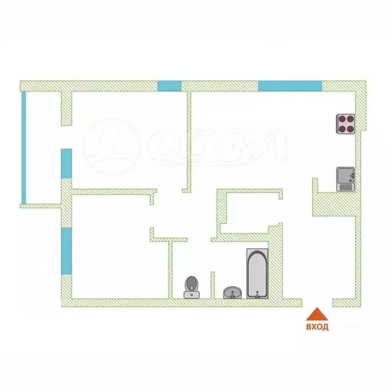 2-комнатная квартира: Тюмень, улица Ю.-Р.Г. Эрвье, 24к1 (58.8 м) - Фото 2