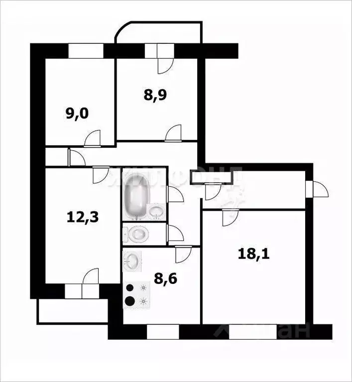 4-к кв. Новосибирская область, Новосибирск ул. Федосеева, 3 (80.0 м) - Фото 0