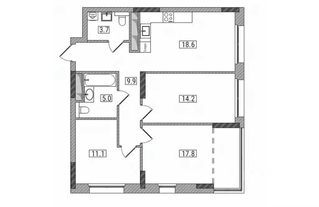 3-к кв. Кировская область, Киров Мелькомбинатовский проезд, 3 (80.3 м) - Фото 1