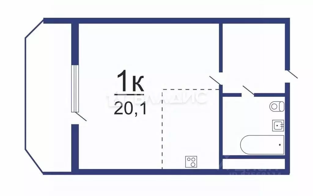 Студия Новосибирская область, Новосибирск ул. Одоевского, 1/8 (20.1 м) - Фото 1