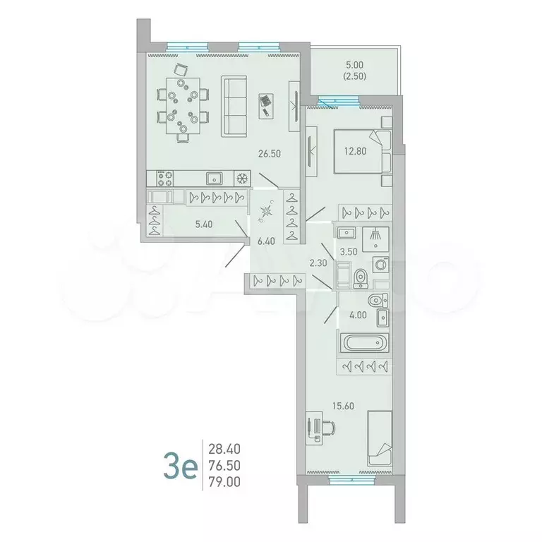 2-к. квартира, 79 м, 4/16 эт. - Фото 0