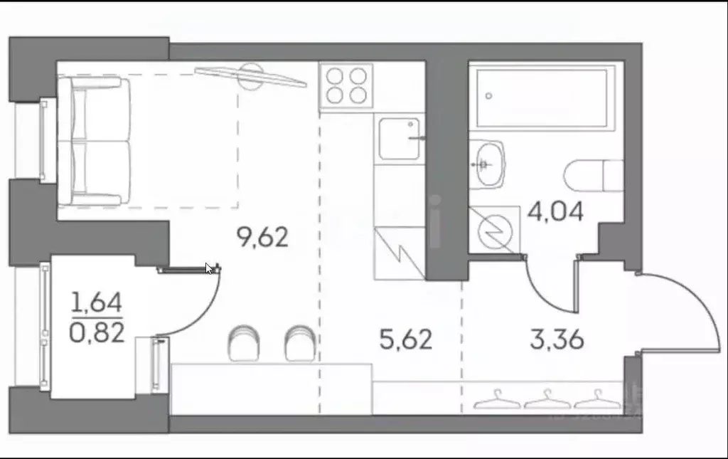 Студия Москва Рязанский просп., 2/2к2 (23.4 м) - Фото 2