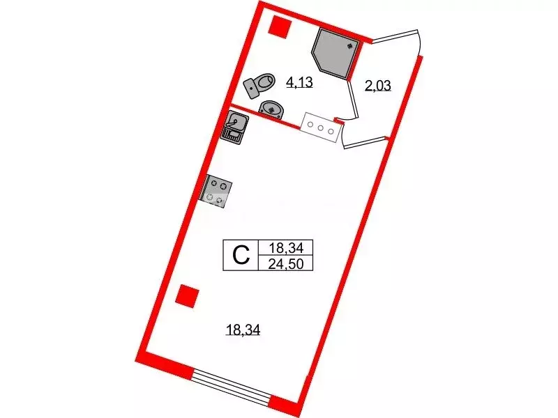 Квартира-студия: Мурино, улица Шоссе в Лаврики, 93 (24.5 м) - Фото 1