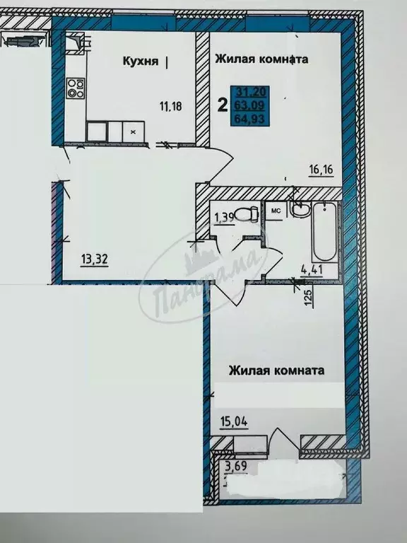2-к кв. Калужская область, Калуга ул. Белинского, 13 (65.0 м) - Фото 2