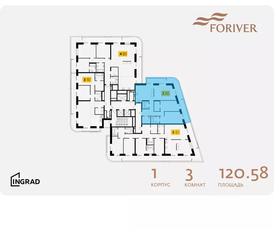 3-к кв. Москва ул. Эдуарда Стрельцова, 2к1 (120.58 м) - Фото 1