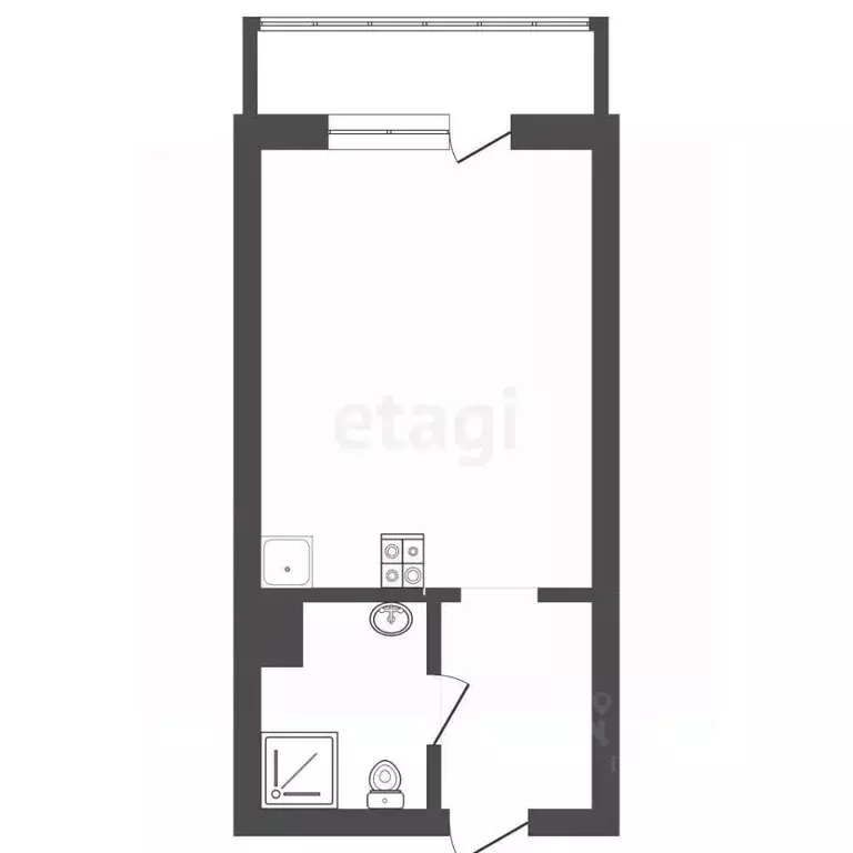 Студия Тюменская область, Тюмень Комбинатская ул., 54к2 (24.8 м) - Фото 2
