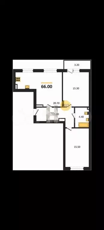 2-к. квартира, 66 м, 2/8 эт. - Фото 1