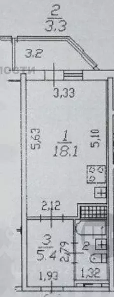 1-к кв. Санкт-Петербург Новолитовская ул., 4 (26.8 м) - Фото 1