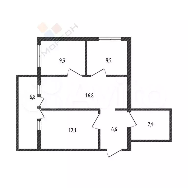 3-к. квартира, 61,7 м, 4/6 эт. - Фото 0