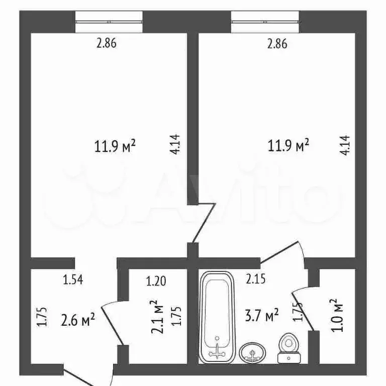 2-к. квартира, 33,2 м, 5/5 эт. - Фото 0