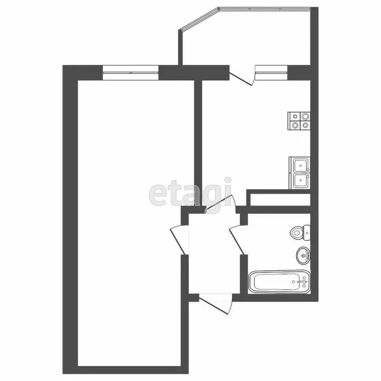 1-комнатная квартира: Тюмень, улица Алексея Леонова, 32 (32 м) - Фото 0