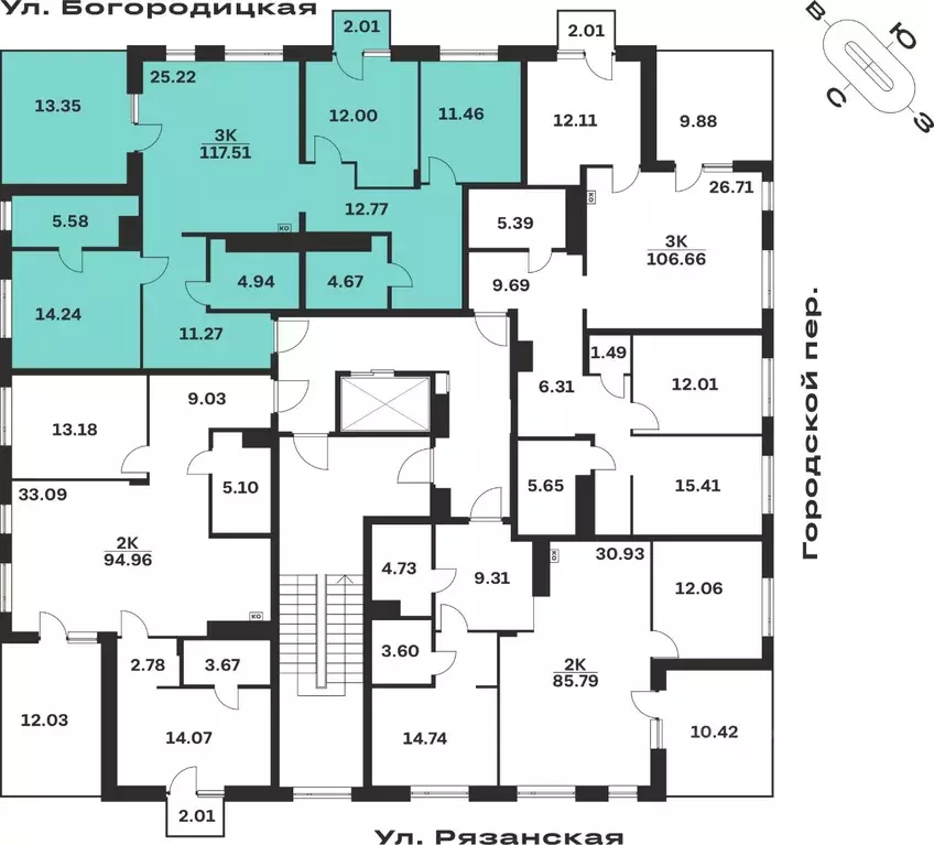 3-к кв. Тульская область, Тула ул. Богородицкая, 8В (108.21 м) - Фото 2