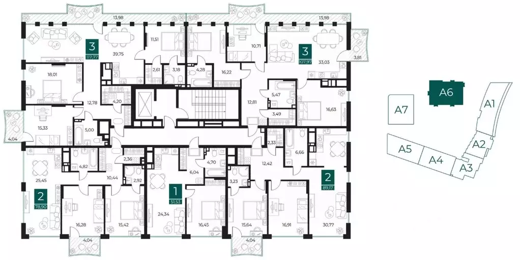 3-к кв. Рязанская область, Рязань Арт Кварталы жилой комплекс (117.77 ... - Фото 1