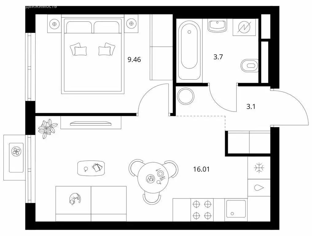1-комнатная квартира: деревня Новое Девяткино, жилой комплекс Заречный ... - Фото 1