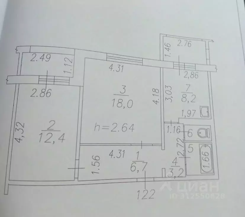 2-к кв. Кемеровская область, Новокузнецк ул. Грдины, 23 (52.4 м) - Фото 0