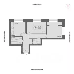 2-к кв. Новосибирская область, Новосибирск Аэропорт мкр,  (55.81 м) - Фото 0