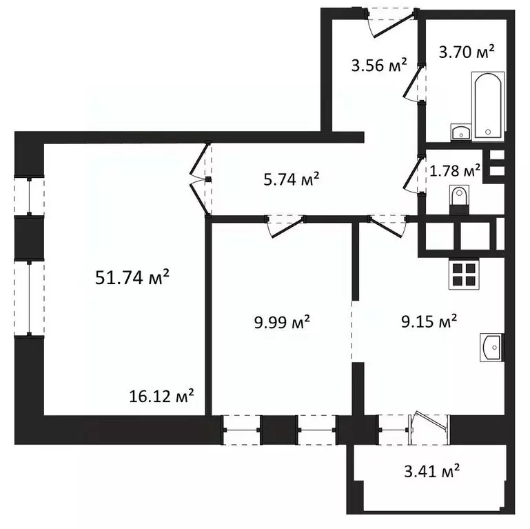 2-к кв. Калужская область, Калуга Азаровская ул., 40к5 (51.74 м) - Фото 1