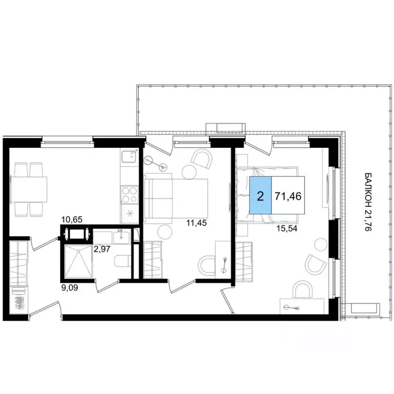 2-к кв. Краснодарский край, Анапа Лучи жилой комплекс (71.46 м) - Фото 1