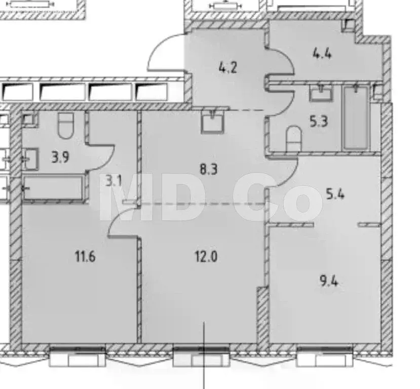 2к в 3-комнатной квартире (20 м) - Фото 2