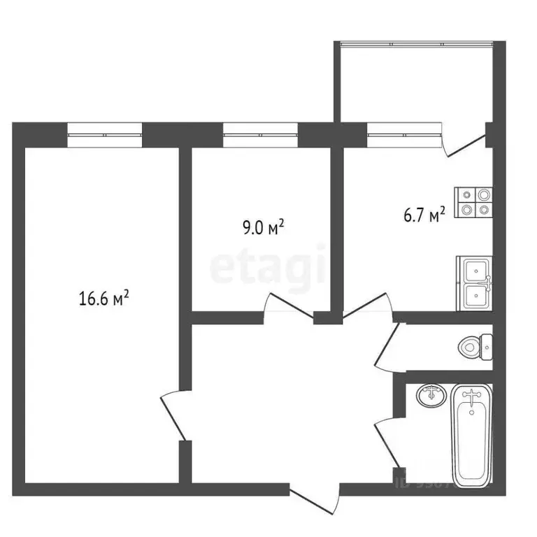 2-к кв. Ханты-Мансийский АО, Лангепас ул. Ленина, 13А (51.9 м) - Фото 1