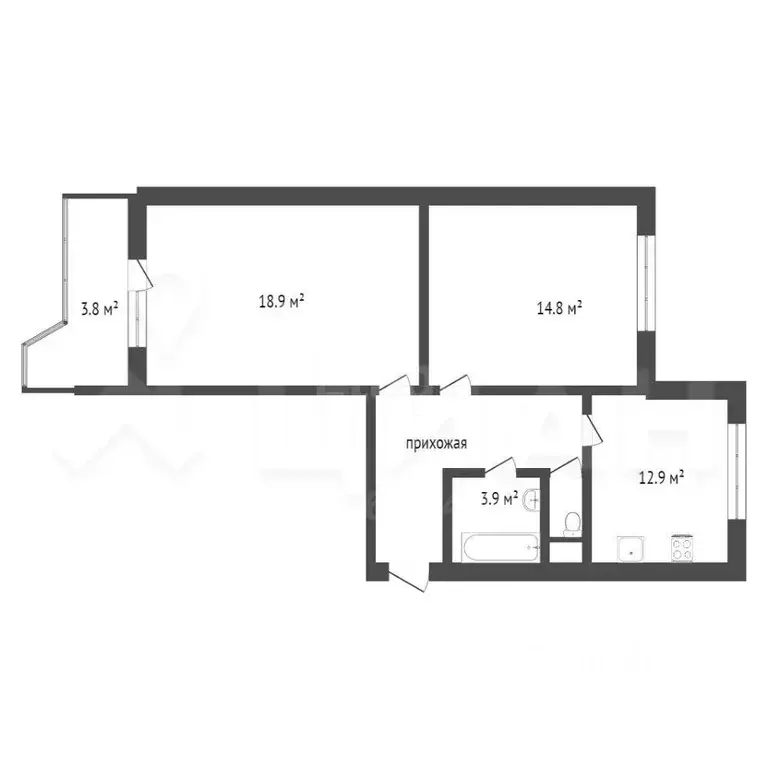 2-к кв. Ханты-Мансийский АО, Нижневартовск ул. Чапаева, 13к1 (56.5 м) - Фото 1