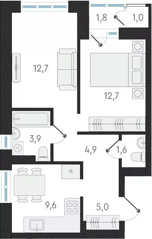 2-к кв. Новосибирская область, Новосибирск ул. Аэропорт, 64 (50.4 м) - Фото 0