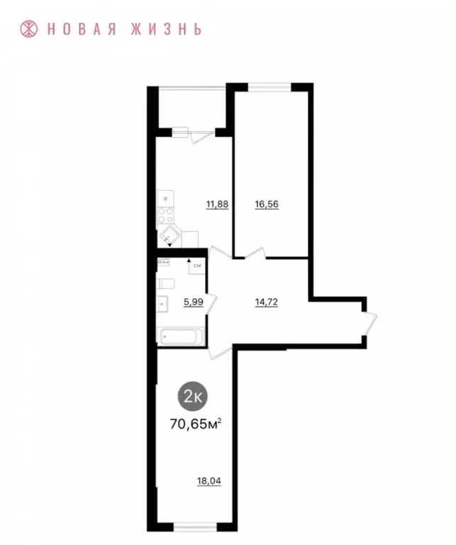 2-к кв. Самарская область, Самара  (70.7 м) - Фото 1