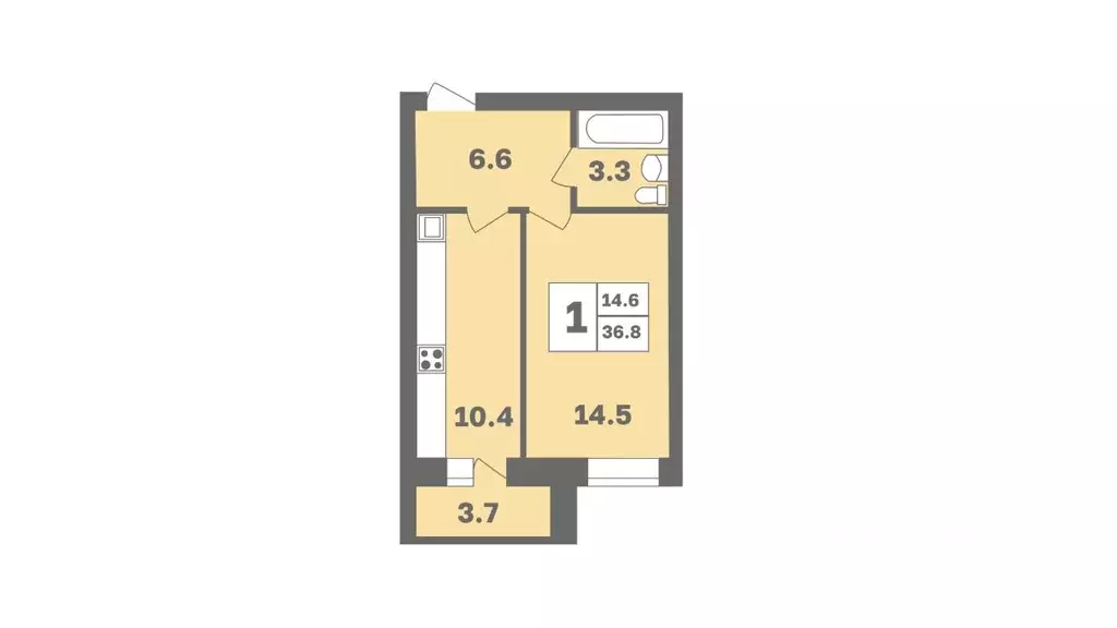 1-к кв. Башкортостан, Уфа Дагестанская ул., лит12 (36.8 м) - Фото 1