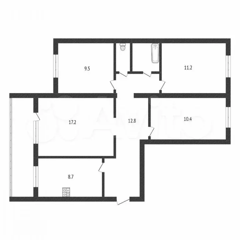 4-к. квартира, 74,3 м, 5/9 эт. - Фото 0