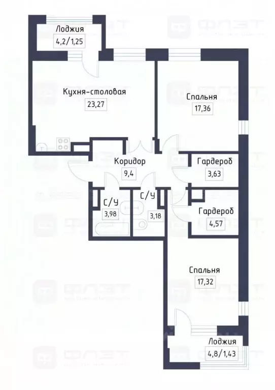 3-к кв. Татарстан, Казань ул. Урицкого, 1 (90.0 м) - Фото 1