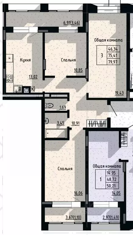 3-к кв. Саха (Якутия), Якутск пос. Геологов,  (79.97 м) - Фото 1