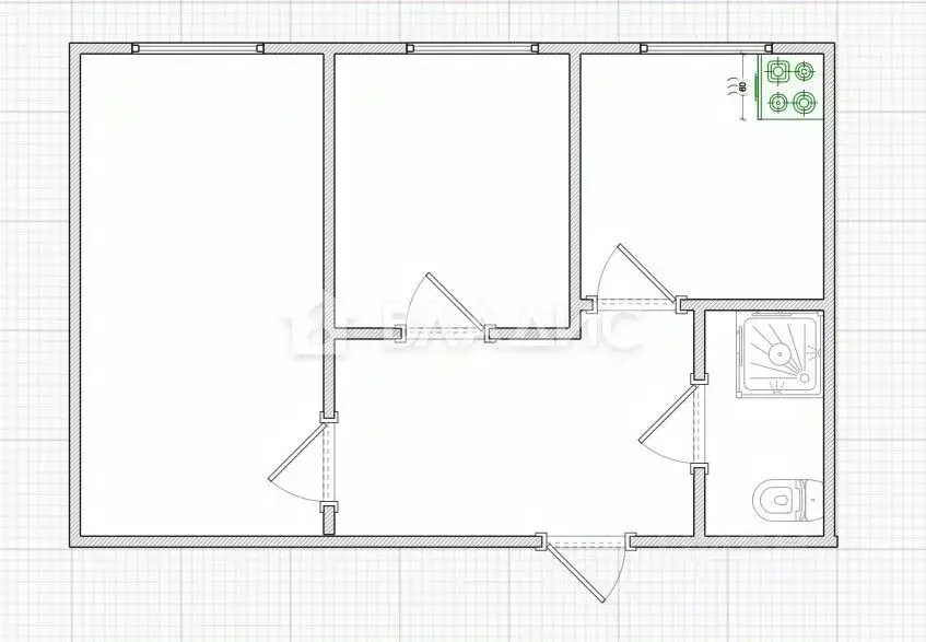 2-к кв. Пензенская область, Пенза Галетная ул., 19 (43.6 м) - Фото 1