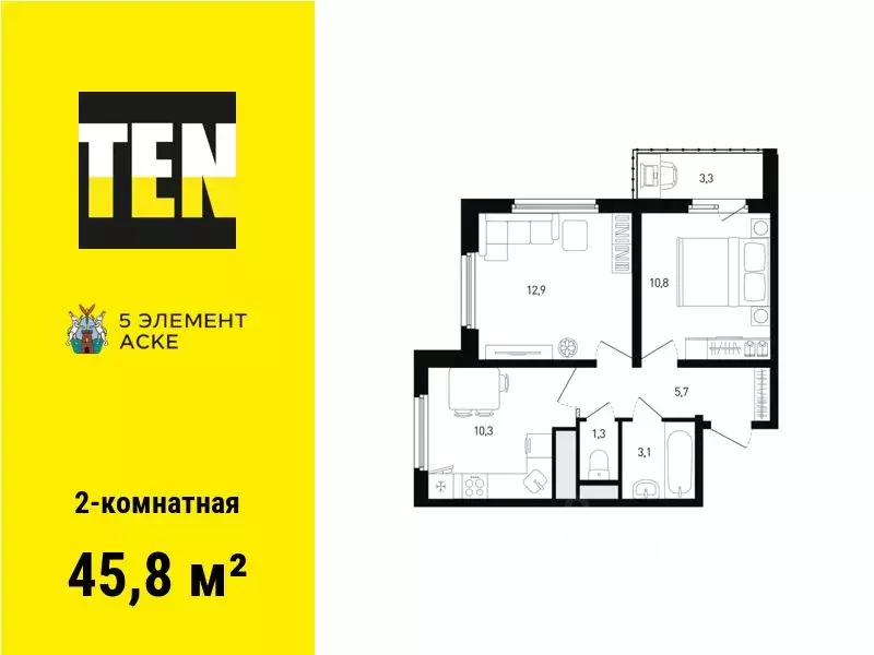 2-к кв. Ростовская область, Ростов-на-Дону Левенцовский мкр, Пятый ... - Фото 1