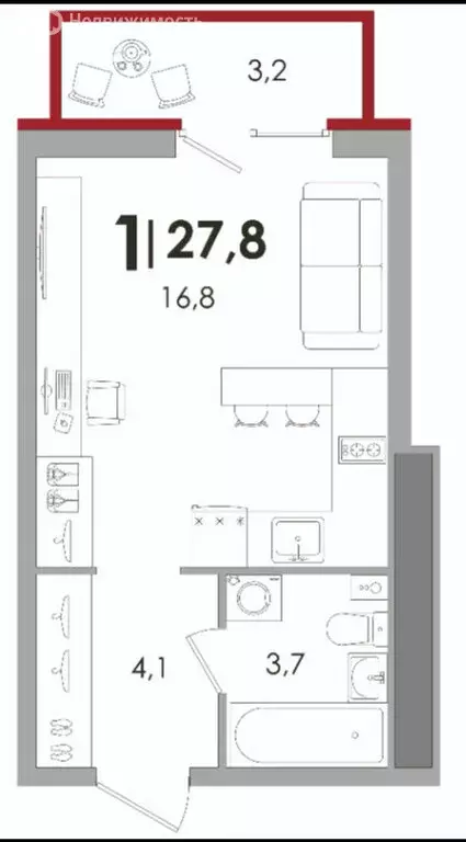 Квартира-студия: Тверь, улица С.Я. Лемешева, 6 (27.8 м) - Фото 1