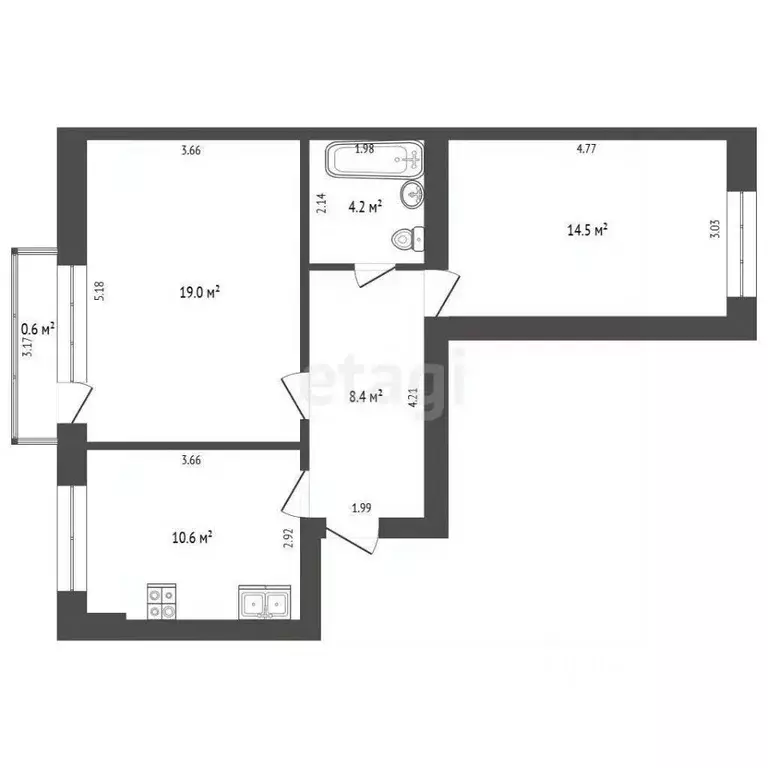 2-к кв. Калининградская область, Светлый ул. Ленина, 20В (56.7 м) - Фото 0