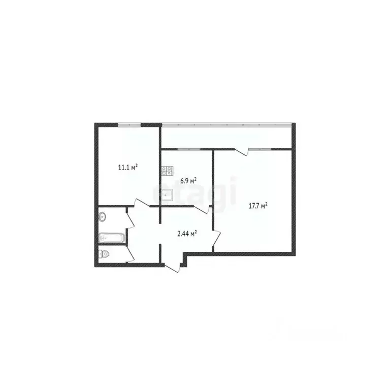 2-к кв. Калужская область, Обнинск ул. Аксенова, 15 (48.4 м) - Фото 2