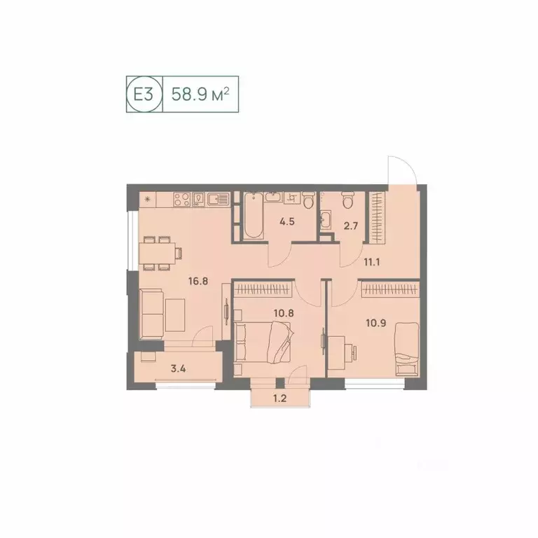 3-к кв. Пермский край, Пермь Трамвайная ул., 27 (58.9 м) - Фото 1