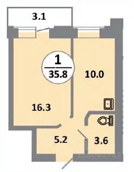 1-к кв. Красноярский край, Красноярск просп. 60 лет Образования СССР, ... - Фото 1