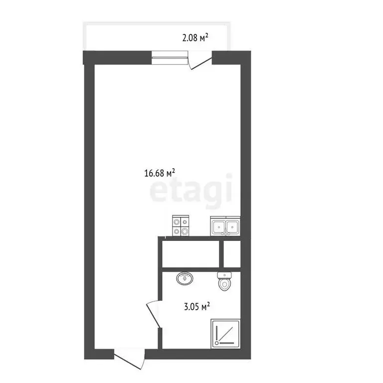 Квартира-студия: Тюмень, Краснооктябрьская улица, 16к1 (18.9 м) - Фото 1