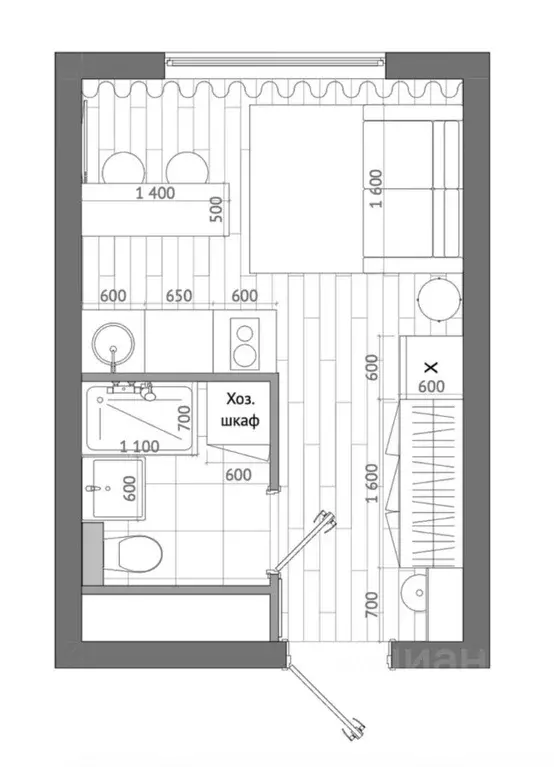 Студия Москва Тагильская ул., 2к1 (18.1 м) - Фото 1