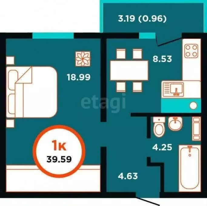 1-комнатная квартира: Калининград, Пригородная улица, 13к5 (36.2 м) - Фото 0